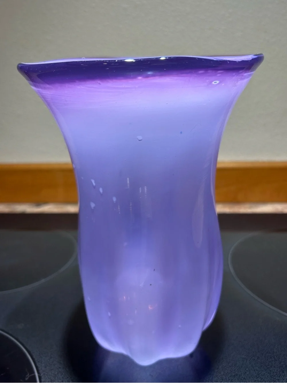 Blenko Handblown Glass Vase Ombre Lavender Lilac  9.5”x6”W 3lbs Flawless
